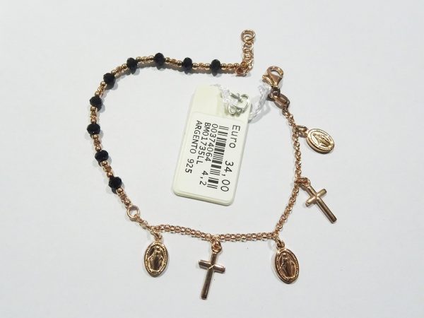 Braccialetto in argento 925 - Croci e Madonna