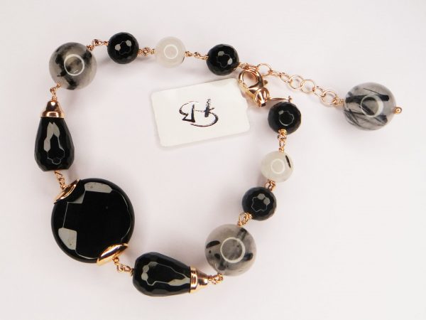 Bracciale argento rosé con quarzi