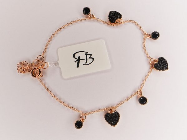 Bracciale in argento rosé con zirconi neri