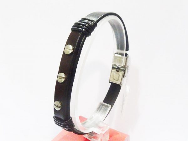 Bracciale uomo in acciaio/cuoio