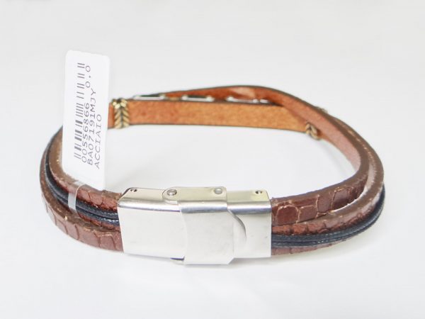 Bracciale in acciaio/cuoio